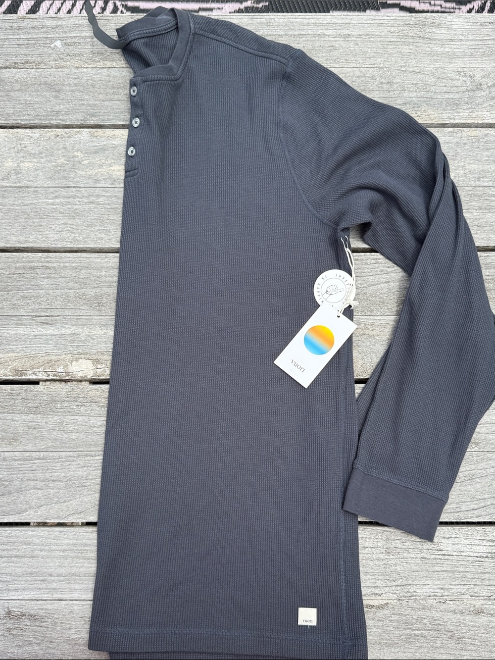 Vuori Waffle Henley Navy Blue Long Sleeve Thermal Shirt Men's XXL